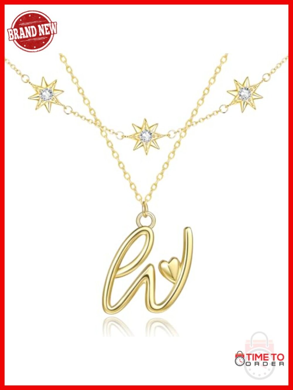 14K Gold Plated A-Z Initial Letter Pendant Necklace with Star Charm